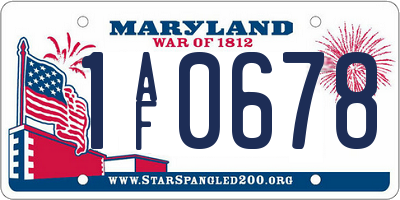 MD license plate 1AF0678