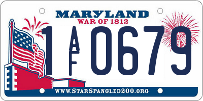MD license plate 1AF0679