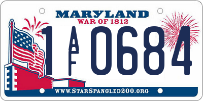 MD license plate 1AF0684