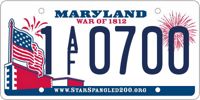 MD license plate 1AF0700