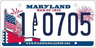 MD license plate 1AF0705