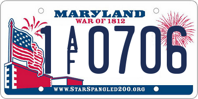 MD license plate 1AF0706