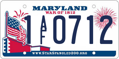 MD license plate 1AF0712
