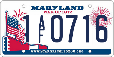 MD license plate 1AF0716