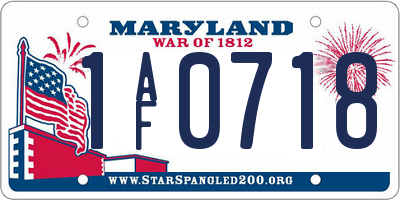 MD license plate 1AF0718