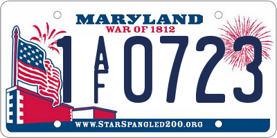MD license plate 1AF0723