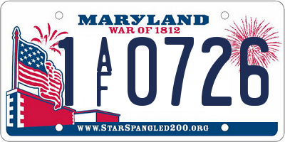 MD license plate 1AF0726