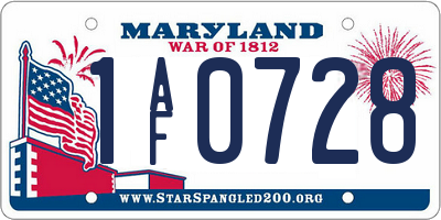 MD license plate 1AF0728