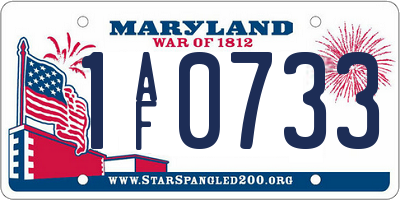 MD license plate 1AF0733