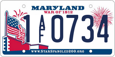MD license plate 1AF0734