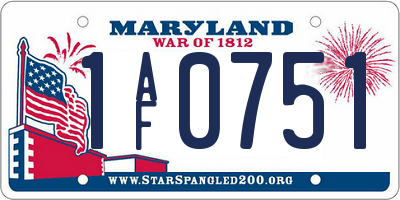 MD license plate 1AF0751