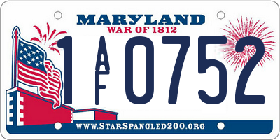 MD license plate 1AF0752