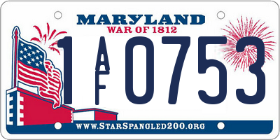 MD license plate 1AF0753