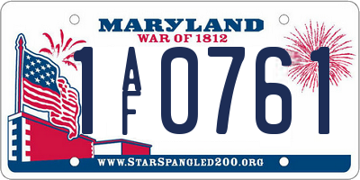 MD license plate 1AF0761