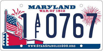 MD license plate 1AF0767