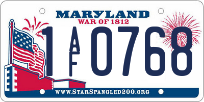 MD license plate 1AF0768