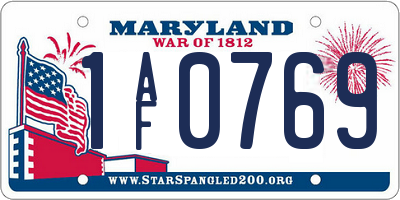 MD license plate 1AF0769