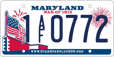 MD license plate 1AF0772