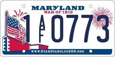 MD license plate 1AF0773
