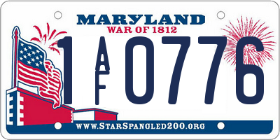 MD license plate 1AF0776