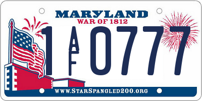 MD license plate 1AF0777