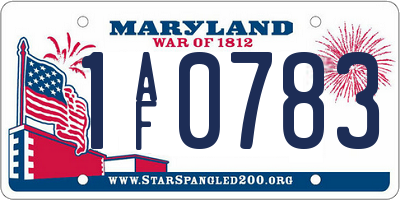 MD license plate 1AF0783