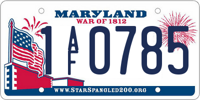 MD license plate 1AF0785
