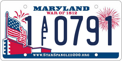 MD license plate 1AF0791