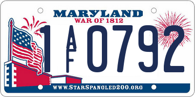 MD license plate 1AF0792