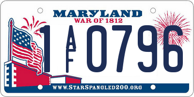 MD license plate 1AF0796