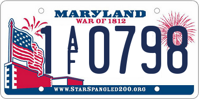MD license plate 1AF0798
