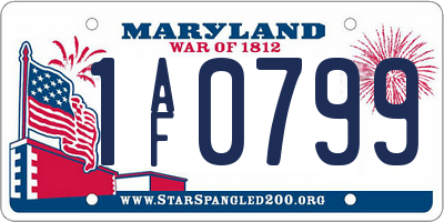 MD license plate 1AF0799