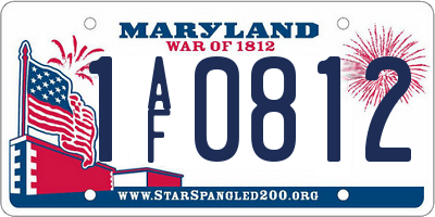 MD license plate 1AF0812