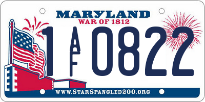 MD license plate 1AF0822