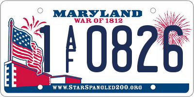 MD license plate 1AF0826