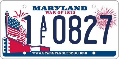 MD license plate 1AF0827