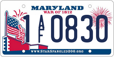 MD license plate 1AF0830