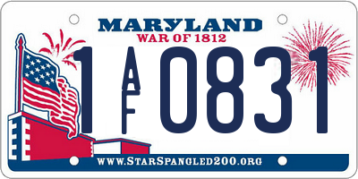 MD license plate 1AF0831