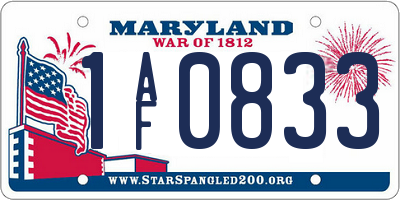MD license plate 1AF0833