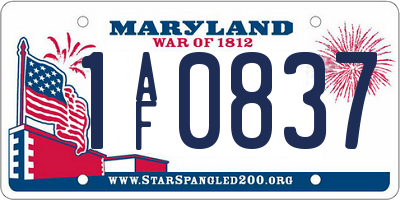 MD license plate 1AF0837