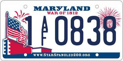 MD license plate 1AF0838