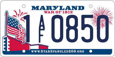MD license plate 1AF0850