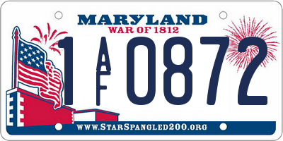 MD license plate 1AF0872