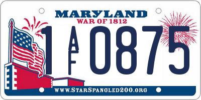 MD license plate 1AF0875