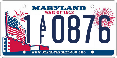 MD license plate 1AF0876