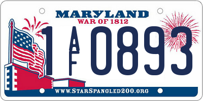 MD license plate 1AF0893
