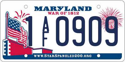 MD license plate 1AF0909