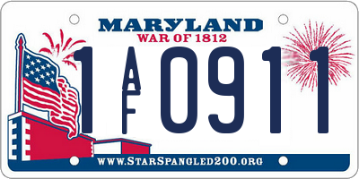 MD license plate 1AF0911