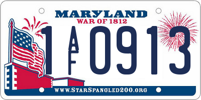 MD license plate 1AF0913