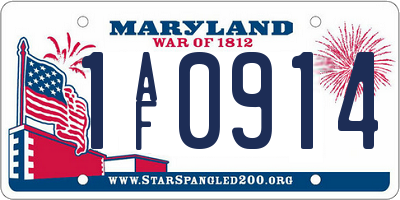 MD license plate 1AF0914